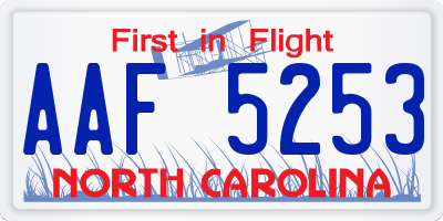 NC license plate AAF5253