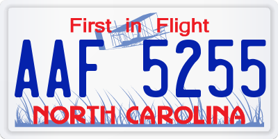 NC license plate AAF5255
