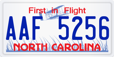 NC license plate AAF5256