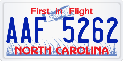 NC license plate AAF5262