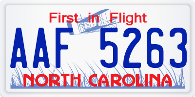 NC license plate AAF5263