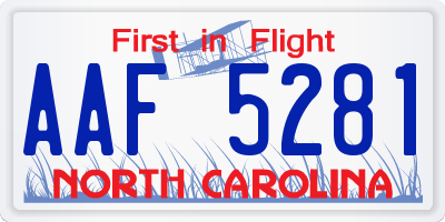 NC license plate AAF5281