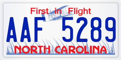 NC license plate AAF5289