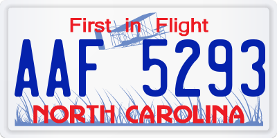 NC license plate AAF5293