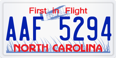 NC license plate AAF5294
