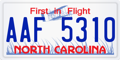 NC license plate AAF5310