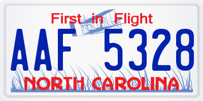 NC license plate AAF5328