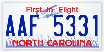 NC license plate AAF5331