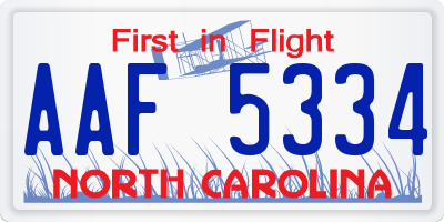 NC license plate AAF5334