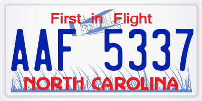 NC license plate AAF5337