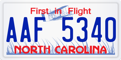 NC license plate AAF5340