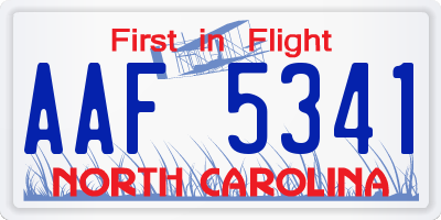 NC license plate AAF5341