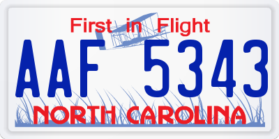 NC license plate AAF5343
