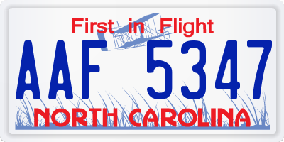 NC license plate AAF5347