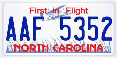 NC license plate AAF5352
