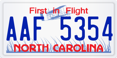 NC license plate AAF5354