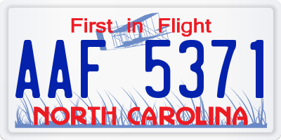 NC license plate AAF5371
