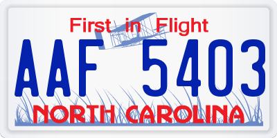 NC license plate AAF5403