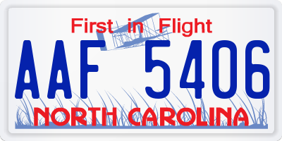 NC license plate AAF5406