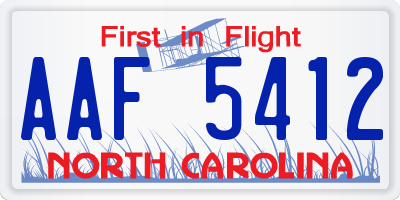 NC license plate AAF5412