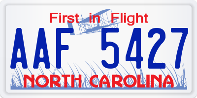 NC license plate AAF5427