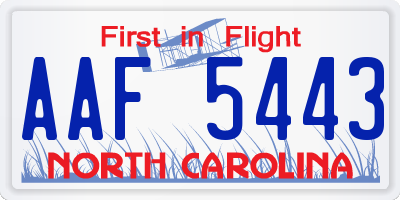 NC license plate AAF5443