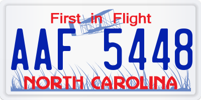 NC license plate AAF5448