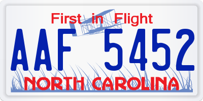 NC license plate AAF5452