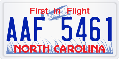 NC license plate AAF5461