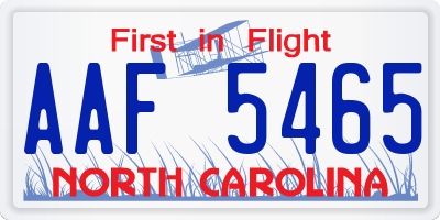 NC license plate AAF5465