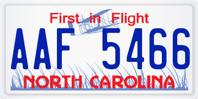 NC license plate AAF5466