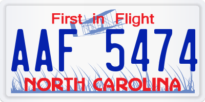 NC license plate AAF5474