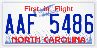 NC license plate AAF5486