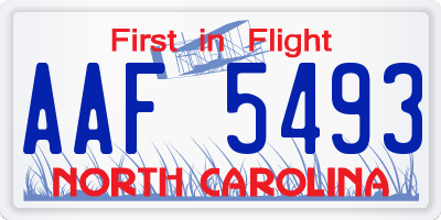 NC license plate AAF5493
