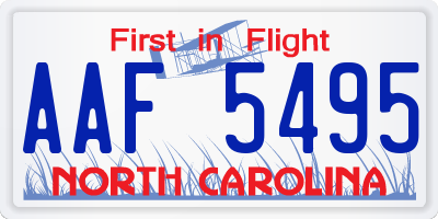 NC license plate AAF5495