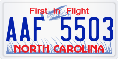 NC license plate AAF5503