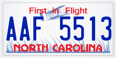 NC license plate AAF5513