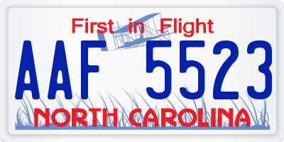 NC license plate AAF5523