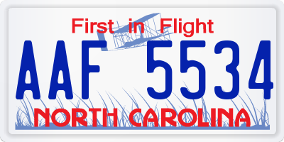 NC license plate AAF5534