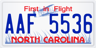NC license plate AAF5536
