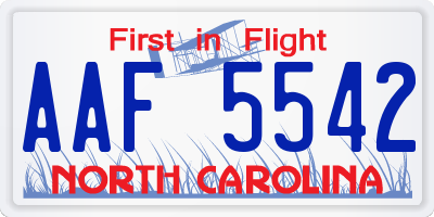 NC license plate AAF5542