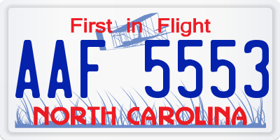 NC license plate AAF5553