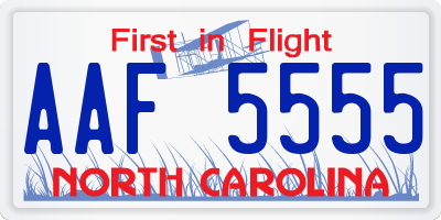NC license plate AAF5555