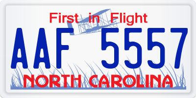 NC license plate AAF5557