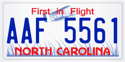 NC license plate AAF5561