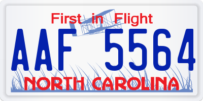 NC license plate AAF5564