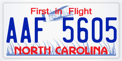 NC license plate AAF5605