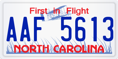 NC license plate AAF5613