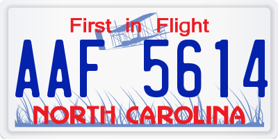 NC license plate AAF5614