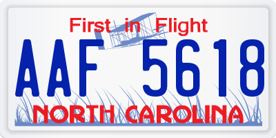 NC license plate AAF5618